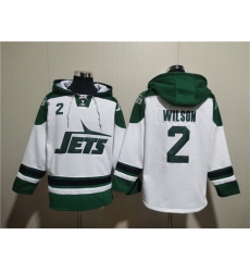 Men New York Jets 2 Zach Wilson White Ageless Must Have Lace Up Pullover Hoodie