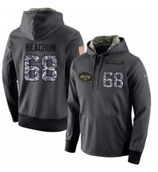 NFL Mens Nike New York Jets 68 Kelvin Beachum Elite Stitched Black Anthracite Salute to Service Player Performance Hoodie