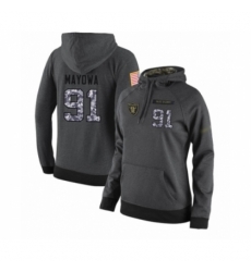 Football Womens Oakland Raiders 91 Benson Mayowa Stitched Black Anthracite Salute to Service Player Performance Hoodie