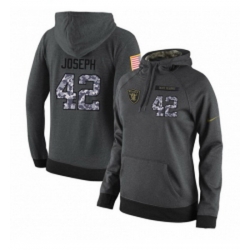 NFL Womens Nike Oakland Raiders 42 Karl Joseph Stitched Black Anthracite Salute to Service Player Performance Hoodie