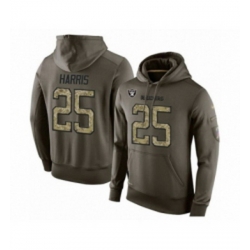 Football Mens Oakland Raiders 25 Erik Harris Green Salute To Service Pullover Hoodie