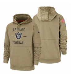 Mens Oakland Raiders 2019 Salute to Service Tan Sideline Therma Pullover Hoodie