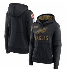 Women Philadelphia Eagles Nike 2020 Salute to Service Performance Pullover Hoodie Black