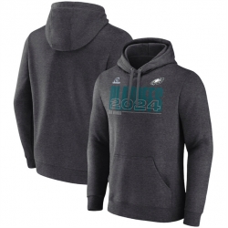 Men Philadelphia Eagles Heather Charcoal 2024 Playoffs Pullover Hoodie