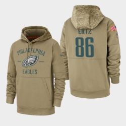 Mens Philadelphia Eagles 86 Zach Ertz 2019 Salute to Service Sideline Therma Pullover Hoodie Tan