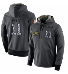 NFL Mens Nike Philadelphia Eagles 11 Carson Wentz Stitched Black Anthracite Salute to Service Player Performance Hoodie