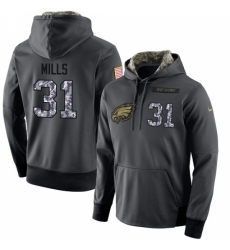 NFL Mens Nike Philadelphia Eagles 31 Jalen Mills Stitched Black Anthracite Salute to Service Player Performance Hoodie