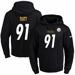 NFL Mens Nike Pittsburgh Steelers 91 Stephon Tuitt Black Name Number Pullover Hoodie