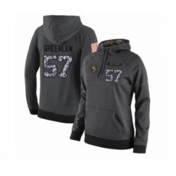 Football Womens San Francisco 49ers 57 Dre Greenlaw Stitched Black Anthracite Salute to Service Player Performance Hoodie