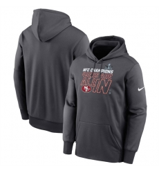 Men San Francisco 49ers Anthracite 2023 NFC Champions Locker Room Trophy Collection Pullover Hoodie