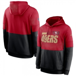 Men San Francisco 49ers Nike Sideline Impact Lockup Performance Pullover Hoodie Scarlet Black