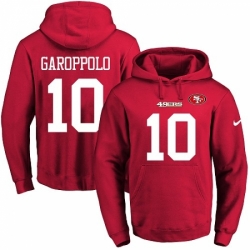 NFL Mens Nike San Francisco 49ers 10 Jimmy Garoppolo Red Name Number Pullover Hoodie