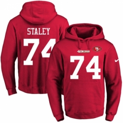 NFL Mens Nike San Francisco 49ers 74 Joe Staley Red Name Number Pullover Hoodie