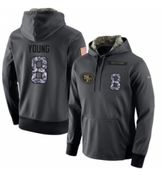 NFL Mens Nike San Francisco 49ers 8 Steve Young Stitched Black Anthracite Salute to Service Player Performance Hoodie