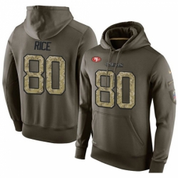 NFL Nike San Francisco 49ers 80 Jerry Rice Green Salute To Service Mens Pullover Hoodie