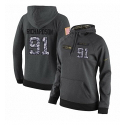 NFL Womens Nike Seattle Seahawks 91 Sheldon Richardson Stitched Black Anthracite Salute to Service Player Performance Hoodie