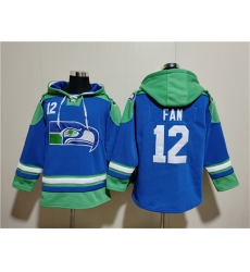 Men Seattle Seahawks 12 Fan Royal Ageless Must Have Lace Up Pullover Hoodie