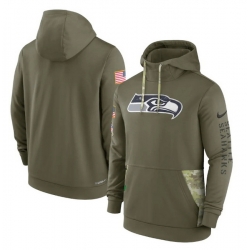 Men Seattle Seahawks 2022 Olive Salute To Service Tonal Pullover Hoodie