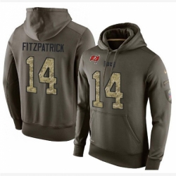 NFL Nike Tampa Bay Buccaneers 14 Ryan Fitzpatrick Green Salute To Service Mens Pullover Hoodie