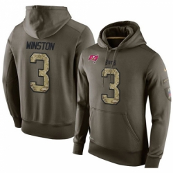 NFL Nike Tampa Bay Buccaneers 3 Jameis Winston Green Salute To Service Mens Pullover Hoodie