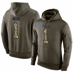 NFL Nike Tennessee Titans 1 Warren Moon Green Salute To Service Mens Pullover Hoodie