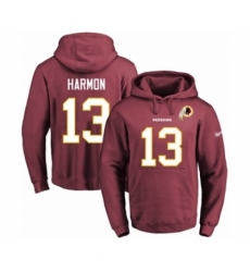 Football Mens Washington Redskins 13 Kelvin Harmon Red Name Number Pullover Hoodie