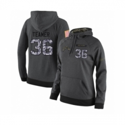 Football Womens Los Angeles Chargers 36 Roderic Teamer Stitched Black Anthracite Salute to Service Player Performance Hoodie