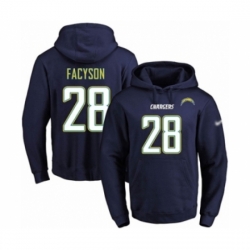 Football Mens Los Angeles Chargers 28 Brandon Facyson Navy Blue Name Number Pullover Hoodie