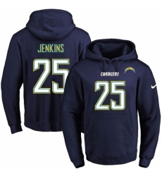 NFL Mens Nike Los Angeles Chargers 25 Rayshawn Jenkins Navy Blue Name Number Pullover Hoodie