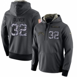 NFL Mens Nike Los Angeles Chargers 32 Branden Oliver Stitched Black Anthracite Salute to Service Player Performance Hoodie