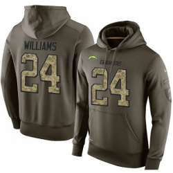 NFL Nike Los Angeles Chargers 24 Trevor Williams Green Salute To Service Mens Pullover Hoodie