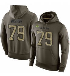 NFL Nike Los Angeles Chargers 79 Kenny Wiggins Green Salute To Service Mens Pullover Hoodie