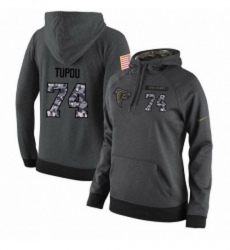 NFL Womens Nike Atlanta Falcons 74 Tani Tupou Stitched Black Anthracite Salute to Service Player Performance Hoodie