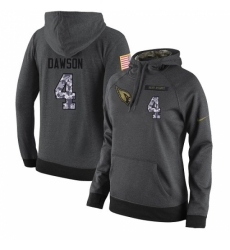 NFL Women Nike Arizona Cardinals 4 Phil Dawson Stitched Black Anthracite Salute to Service Player Performance Hoodie