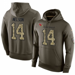 NFL Nike Arizona Cardinals 14 JJ Nelson Green Salute To Service Mens Pullover Hoodie