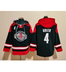 Men Houston Rockets 4 Jalen Green Black Red Lace Up Pullover Hoodie