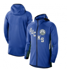 Men Nike Milwaukee Bucks RoyalHunter Green 201920 Earned Edition Showtime Full Zip Performance Hoodie