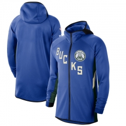 Men Nike Milwaukee Bucks RoyalHunter Green 201920 Earned Edition Showtime Full Zip Performance Hoodie