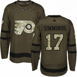 Mens Adidas Philadelphia Flyers 17 Wayne Simmonds Authentic Green Salute to Service NHL Jersey 