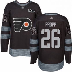 Mens Adidas Philadelphia Flyers 26 Brian Propp Authentic Black 1917 2017 100th Anniversary NHL Jersey 