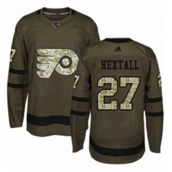 Mens Adidas Philadelphia Flyers 27 Ron Hextall Premier Green Salute to Service NHL Jersey 