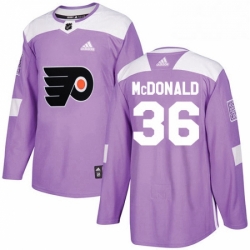 Mens Adidas Philadelphia Flyers 36 Colin McDonald Authentic Purple Fights Cancer Practice NHL Jersey 