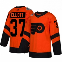 Mens Adidas Philadelphia Flyers 37 Brian Elliott Orange Authentic 2019 Stadium Series Stitched NHL Jersey 