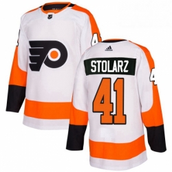 Mens Adidas Philadelphia Flyers 41 Anthony Stolarz Authentic White Away NHL Jersey 