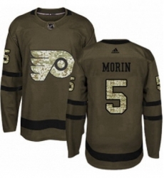 Mens Adidas Philadelphia Flyers 5 Samuel Morin Authentic Green Salute to Service NHL Jersey 