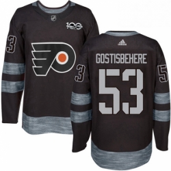 Mens Adidas Philadelphia Flyers 53 Shayne Gostisbehere Premier Black 1917 2017 100th Anniversary NHL Jersey 