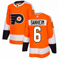 Mens Adidas Philadelphia Flyers 6 Travis Sanheim Authentic Orange Home NHL Jersey 