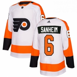 Mens Adidas Philadelphia Flyers 6 Travis Sanheim Authentic White Away NHL Jersey 