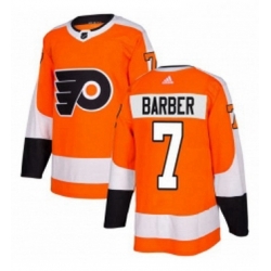 Mens Adidas Philadelphia Flyers 7 Bill Barber Authentic Orange Home NHL Jersey 