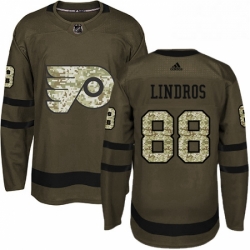 Mens Adidas Philadelphia Flyers 88 Eric Lindros Premier Green Salute to Service NHL Jersey 